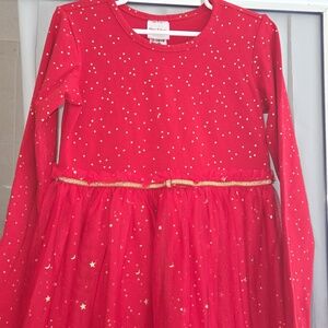 Hanna Andersson Beautiful Red Formal Kids Dress with Gold Accents